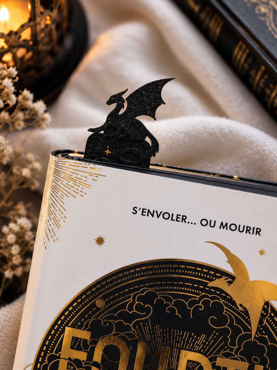 Marque-page dragon noir et or